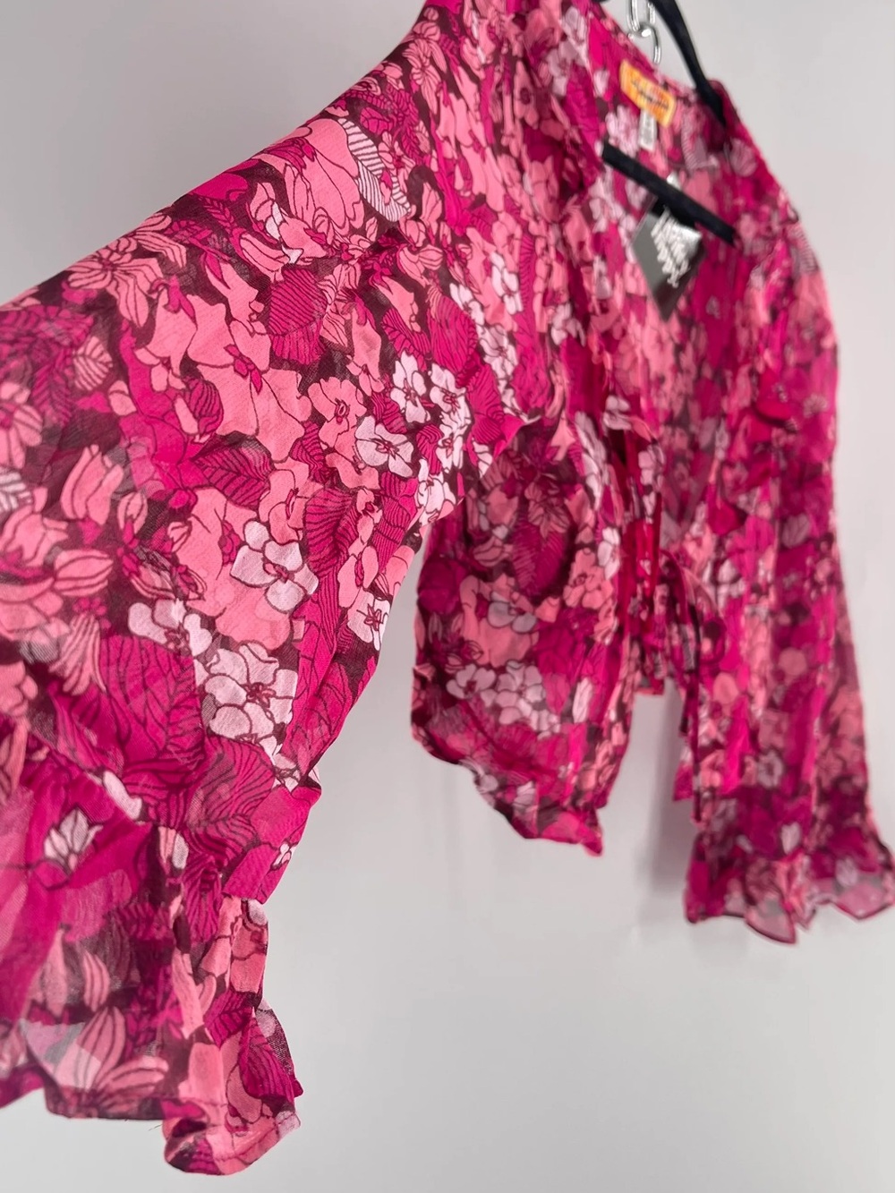 Urban Outfitters Tie-Front Blouse - Fuchsia Pink